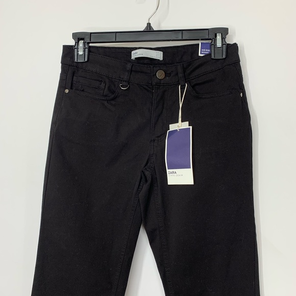 Zara Dark Black Peach Touch Soft Denim Mid Rise Skinny Jeans New Nwt Size 2 - Picture 3 of 16